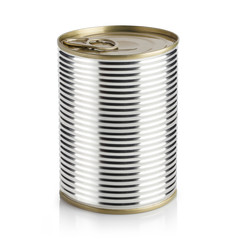 Metal tin can, isolated on white background