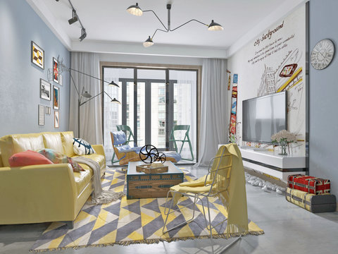 3d render of living room interior.