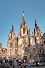 Cathedral of the Holy Cross and Saint Eulalia also known as Barcelona Cathedral, Gothic cathedral and seat of the Archbishop of Barcelona, Catalonia, Spain
