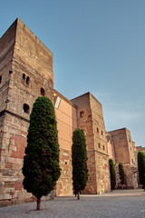 Ancient Roman Gate and Placa Nova, Barri Gothic Quarter, Barcelona, Spain