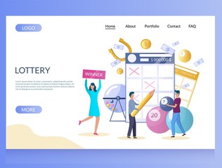 Lottery vector website landing page design template