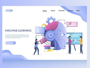 Machine learning vector website landing page design template