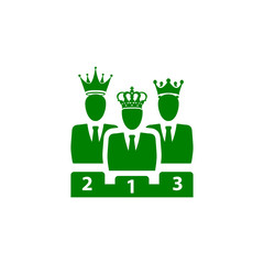 Award, business rank, success, team, winner, crown on head green color icon