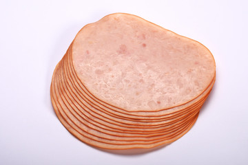 Smoked slices ham isolated on white