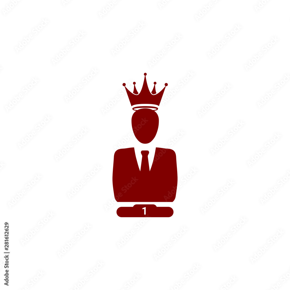 Poster Award, business rank, success, team, winner, crown on head maroon color icon