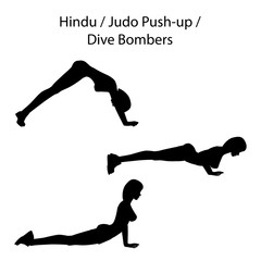 Hindu judo push up dive bombers exercise silhouette