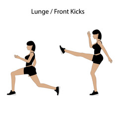 Lunge front kicks exercise