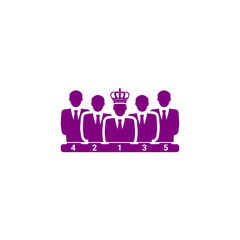 Award, business rank, success, team, winner, crown on head purple color icon