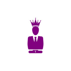 Award, business rank, success, team, winner, crown on head purple color icon
