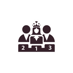 Award, business rank, success, team, winner, crown on head icon