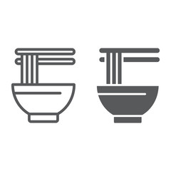 Ramen line and glyph icon, asian and food, noodle sign, vector graphics, a linear pattern on a white background.