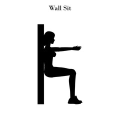 Wall sit workout silhouette