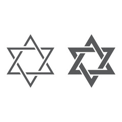 Obraz premium Star of David line and glyph icon, israel and jewish, hexagram sign, vector graphics, a linear pattern on a white background.
