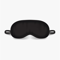 Eye sleep mask. Vector mock up illustration. Black sleep accessory object. Eye protection for rest night travel, blindfold