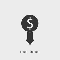 Reduce expenses icon. New trendy reduce expenses vector illustration symbol for app, logo, web, ui.