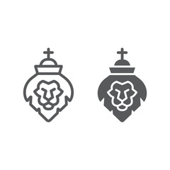 Fototapeta premium Lion of judah line and glyph icon, religion and animal, lion head sign, vector graphics, a linear pattern on a white background.