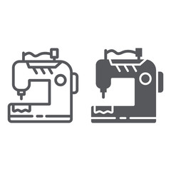 Sewing machine line and glyph icon, craft and sew, sewing equipment sign, vector graphics, a linear pattern on a white background.