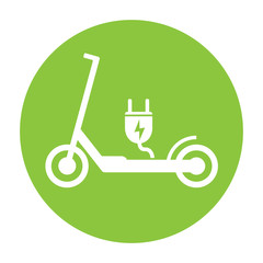 electric push scooter e-scooter symbol with plug vector illustration