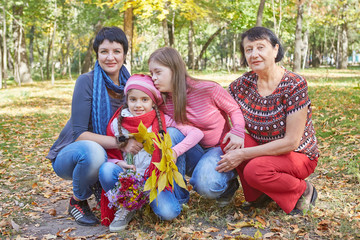 Happy family. Loving mother, Grandmother and two daughter