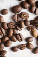 Close-up coffee beans on a white background