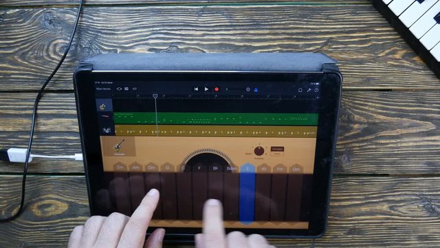 Playing music on tablet using composer app