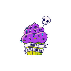 Halloween cupcake. It can be used for sticker, patch, phone case, poster, t-shirt, mug etc.