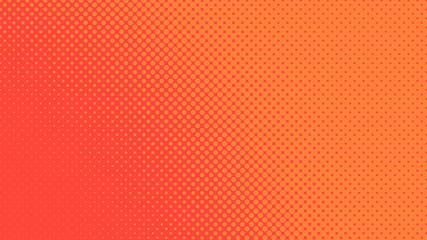 Red and orange pop art background in vitange comic style with halftone dots, vector illustration template for your design.