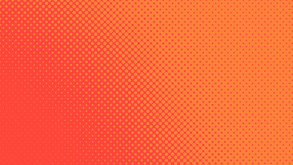 Red and orange pop art background in vitange comic style with halftone dots, vector illustration template for your design.