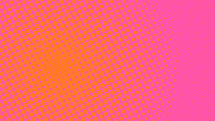 Pink and orange retro comic pop art background with halftone dots design, vector illustration template