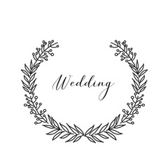 hand drawn Laurel wreath with wedding letter