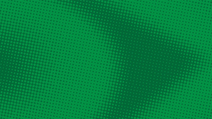 Green retro comic pop art background with halftone dots design, vector illustration template
