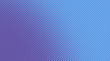 Blue and purple retro pop art background with halftone dots