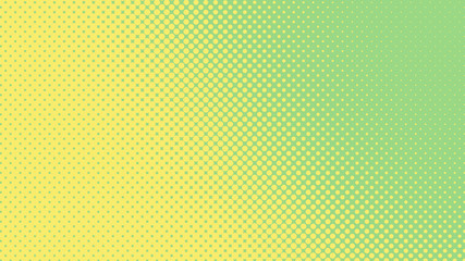 Green and yellow retro comic pop art background with dots, cartoon halftone background vector illustration eps10