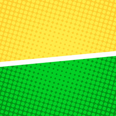 Green and yellow retro pop art background with halftone dots design and white line