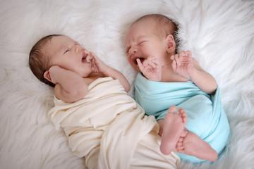 the concept of healthy lifestyle, IVF - a two newborn babys sleeps