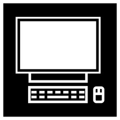 Monoblock PC. The icon. Individual electronic device - flat black and white image.