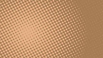 Obraz premium Beige brown pop art background in vitange comic style with halftone dots, vector illustration template for your design