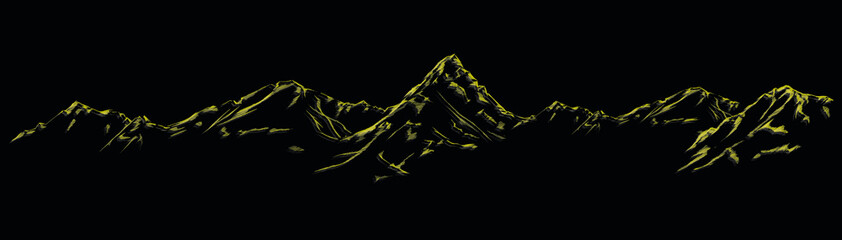 Handdrawn mountain background set