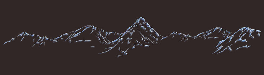 Handdrawn mountain background set