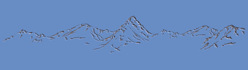 Handdrawn mountain background set