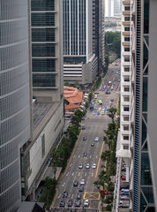 Busy street in Singapore financial district