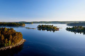 aerial view on scandinavian skerry coast