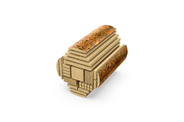 Sliced lumber from pine log 3d isolated illustration