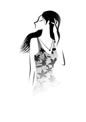 女性、ロングヘアー、トロピカル