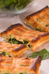 Pie with spinach and ricotta cheese.