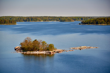 aerial view on scandinavian skerry coast