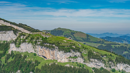 Fototapeta na wymiar Switzerland, Panoramic view on EbenAlp and Berggasthaus Schäfler