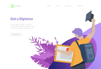 Set of web page design templates with relaxed learning people outdoor for online education, training and courses. Modern vector illustration concepts for website and mobile website