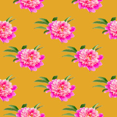 Fototapeta na wymiar Seamless repeating pattern of pink peonies flowers