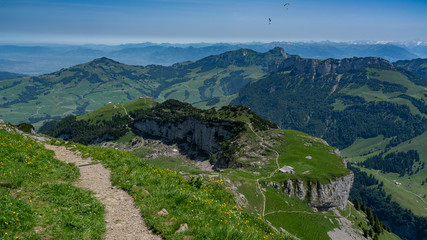 Fototapeta na wymiar Switzerland, Panoramic view on EbenAlp and Hoher Kasten